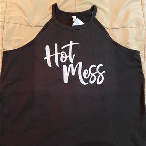 LADIES WOMAN PLUS SIZE HOT MESS GRAPHIC BLACK TANK TOP NEW SIZE 4XL